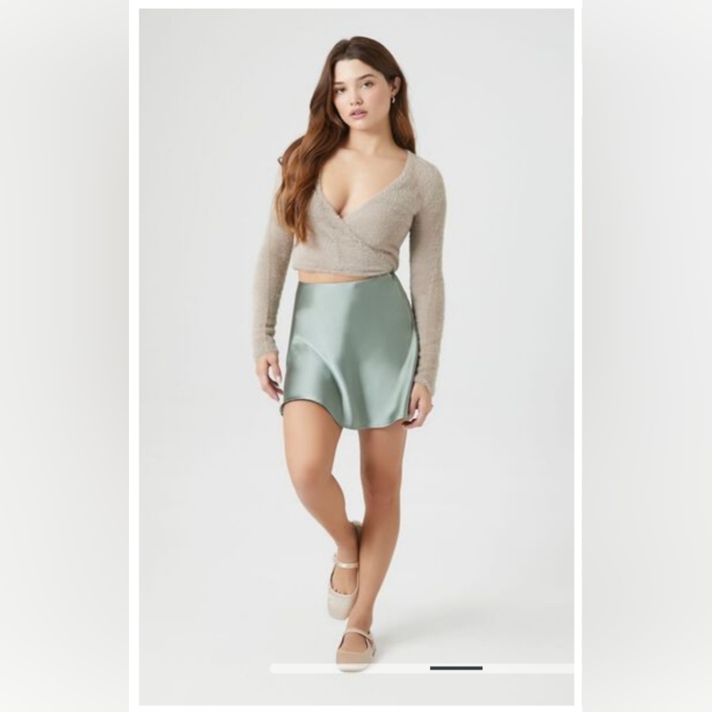 Cropped Sweater-Knit Wrap Top, Forever 21